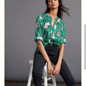 Anthropologie Kendra Dandy Print Buttondown Shirt 8